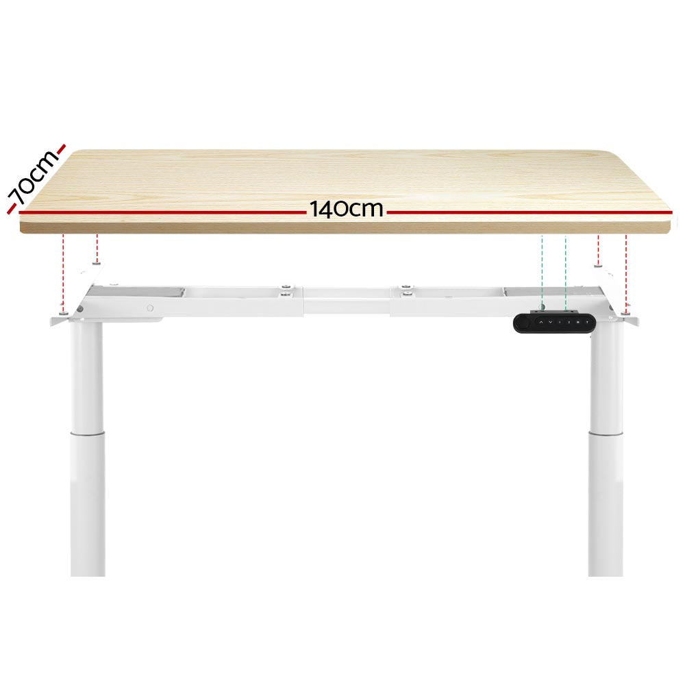 Artiss Electric Standing Desk Height Adjustable Sit Stand Desks White Oak 140cm Artiss