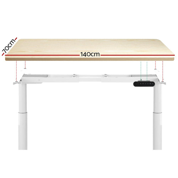 Artiss Electric Standing Desk Height Adjustable Sit Stand Desks White Oak 140cm Artiss
