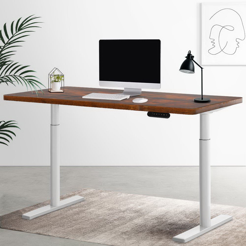 Artiss Electric Standing Desk Height Adjustable Sit Stand Desks White Brown Artiss