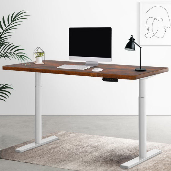 Artiss Electric Standing Desk Adjustable Sit Stand Desks White Brown 140cm Artiss