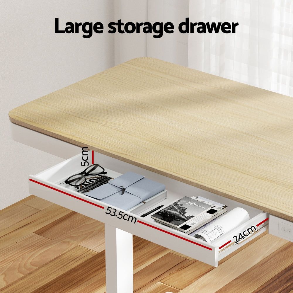 Artiss Standing Desk Motorised Electric Dual Motor Draw 120CM Oak Artiss