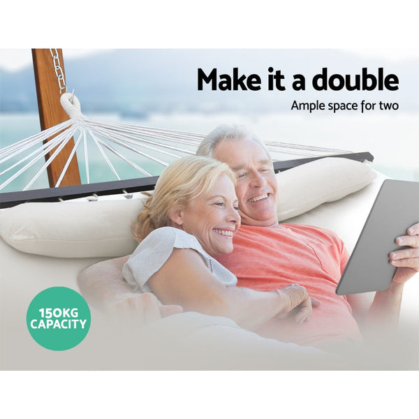 Gardeon Swing Double Hammock Bed Cream Gardeon