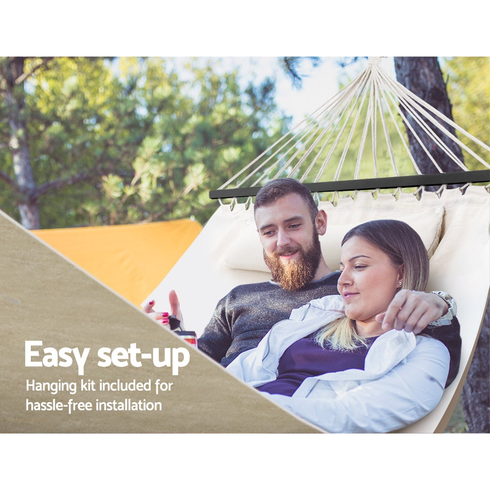 Gardeon Swing Double Hammock Bed Cream Gardeon