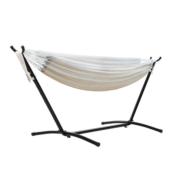 Gardeon Camping Hammock With Stand Cotton Rope Lounge Hammocks Outdoor Swing Bed Gardeon
