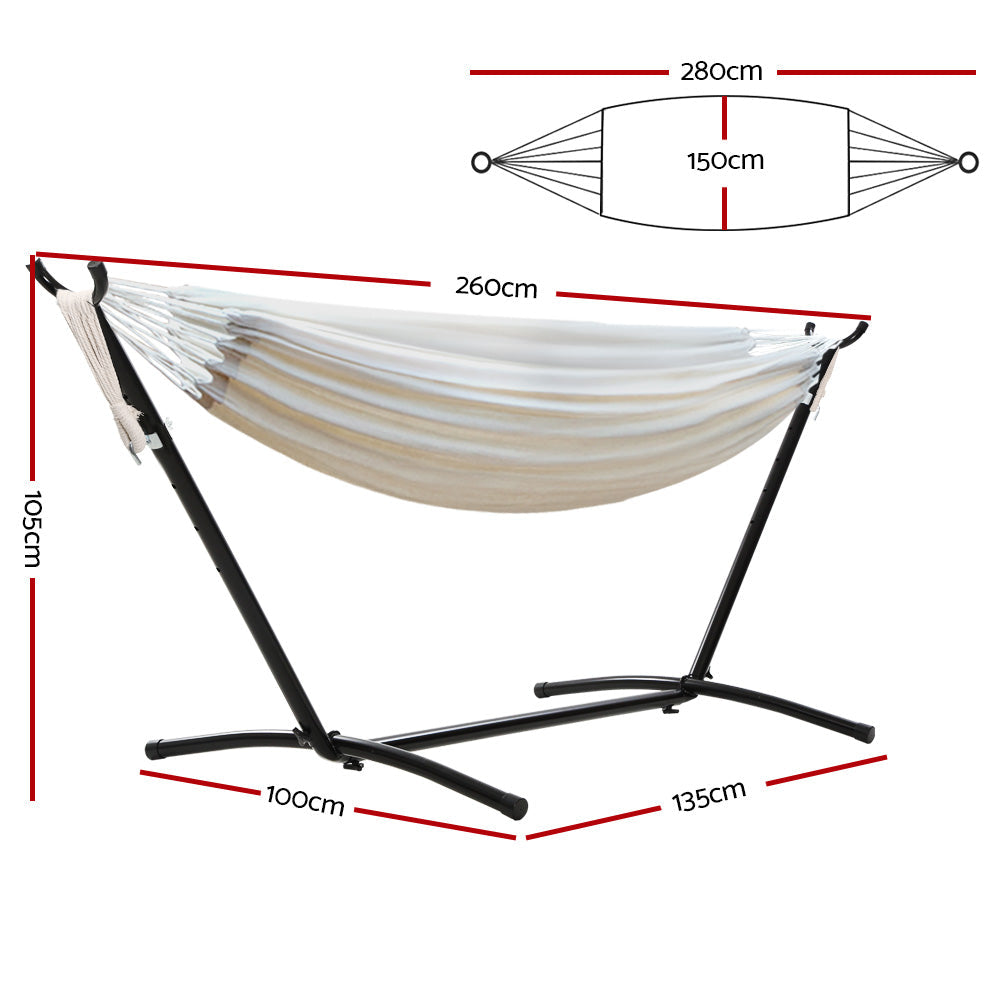 Gardeon Camping Hammock With Stand Cotton Rope Lounge Hammocks Outdoor Swing Bed Gardeon