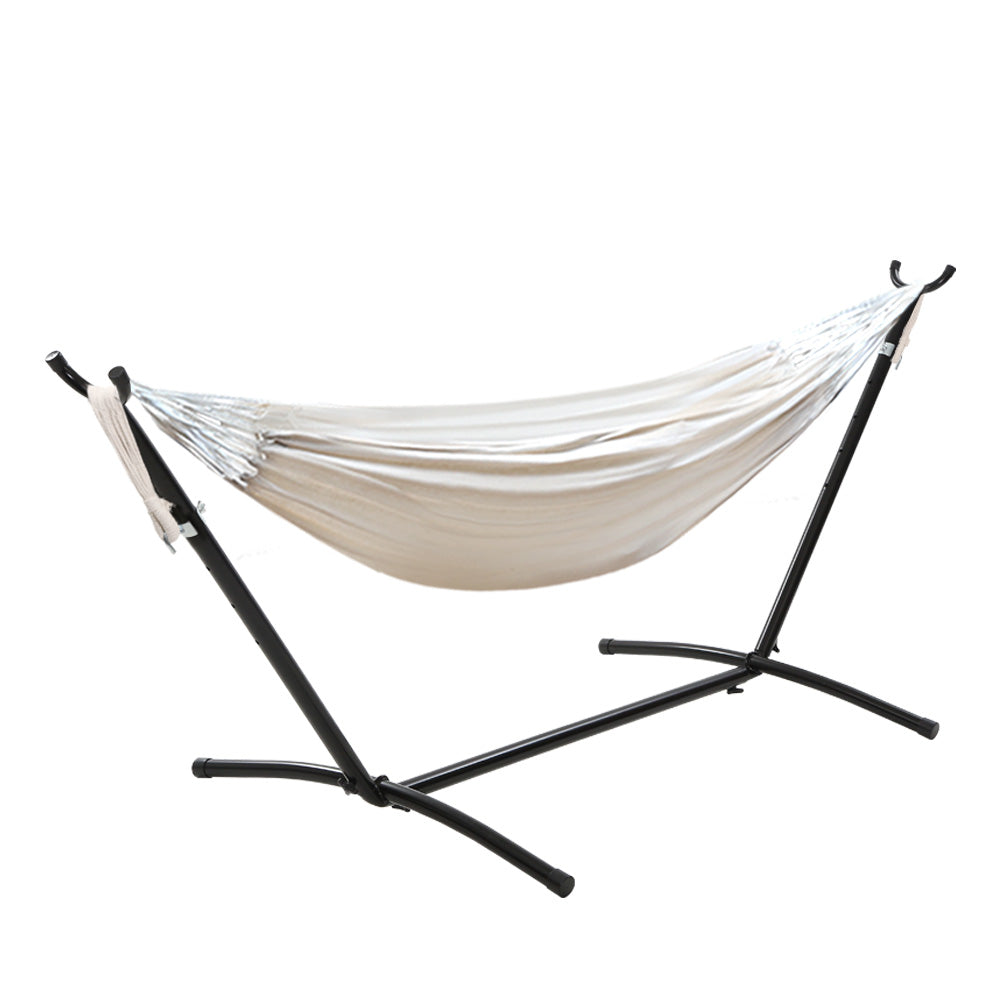 Gardeon Camping Hammock With Stand Cotton Rope Lounge Hammocks Outdoor Swing Bed Gardeon