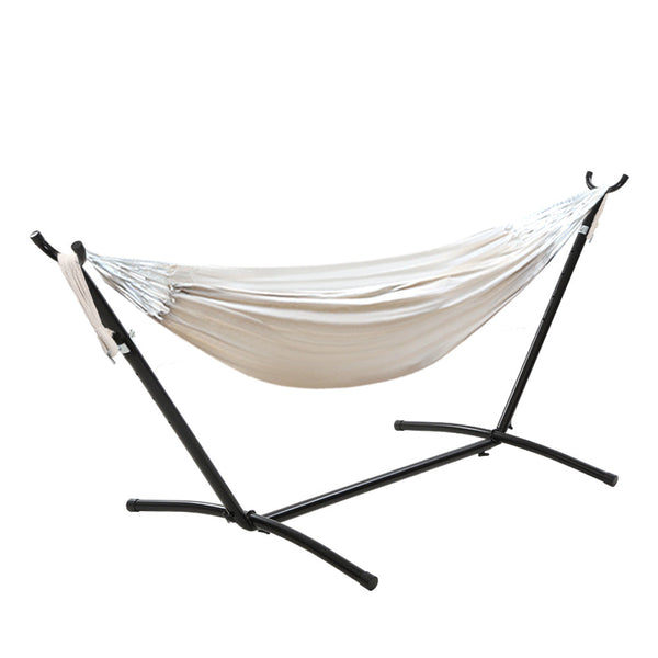Gardeon Camping Hammock With Stand Cotton Rope Lounge Hammocks Outdoor Swing Bed Gardeon