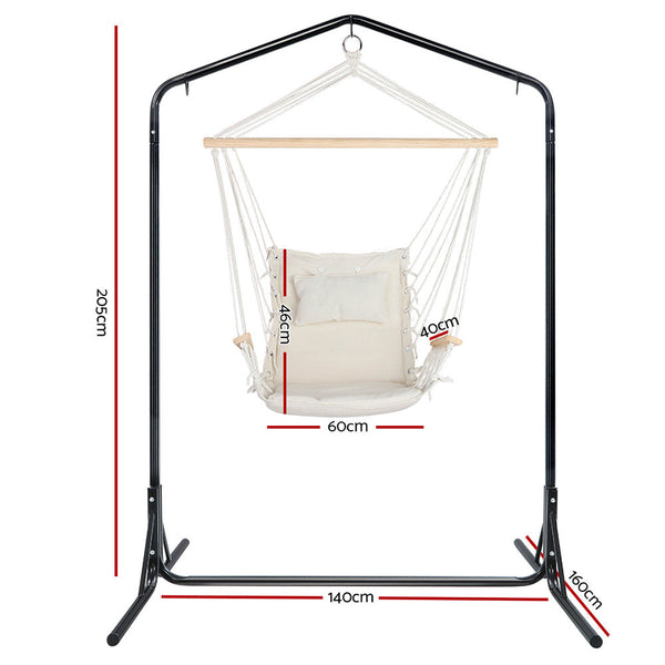 Gardeon Outdoor Hammock Chair with Stand Swing Hanging Hammock Garden Cream Gardeon