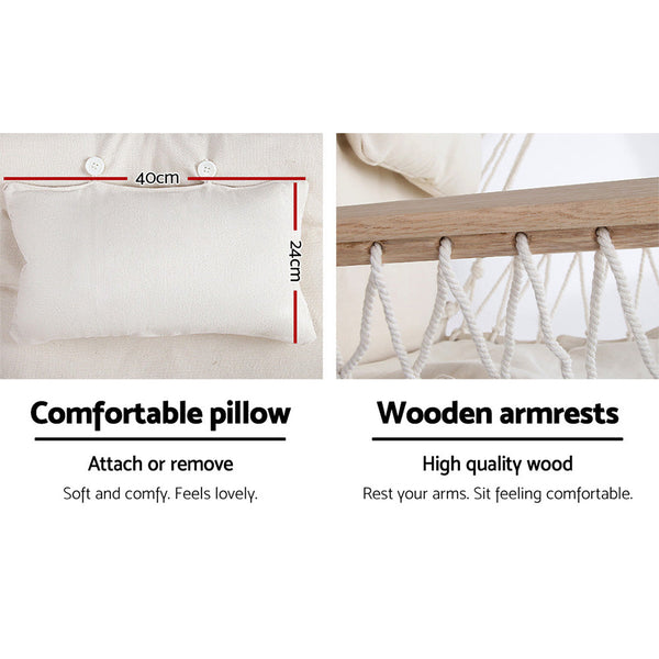 Gardeon Outdoor Hammock Chair with Stand Swing Hanging Hammock Garden Cream Gardeon