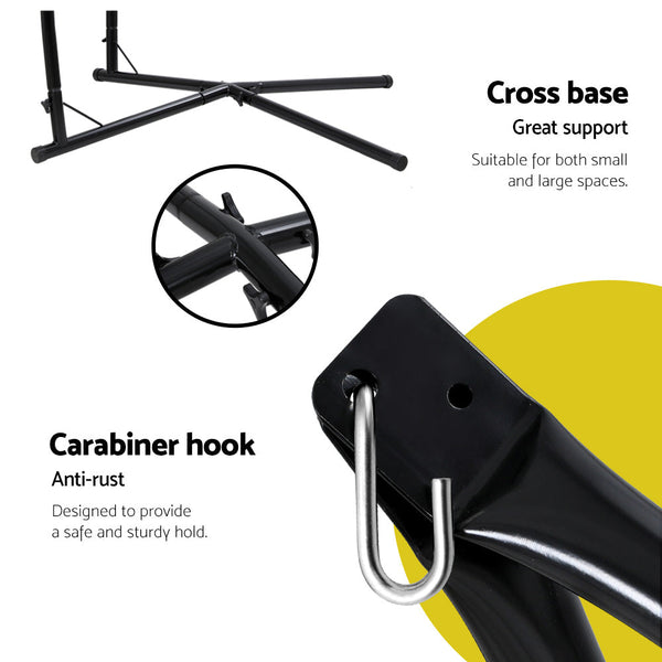 Gardeon Outdoor Hammock Chair with Steel Stand Hanging Hammock Beach Cream Gardeon