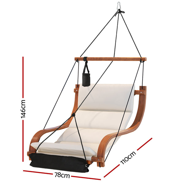 Gardeon Wooden Hammock Chair Hanging Chair Indoor Outdoor Garden Patio Furniture Gardeon