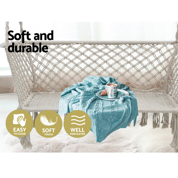 Gardeon Camping Hammock Chair Patio 2 Person Swing Hammocks Double Portable Cream freeshipping - Awezingly