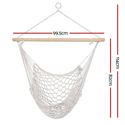 Gardeon Hammock Chair Outdoor Hanging Chair Camping Mesh Indoor Hammocks Cream
