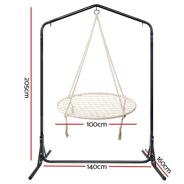 Keezi Kids Outdoor Nest Spider Web Swing Hammock Chair with Stand Garden 100cm Keezi
