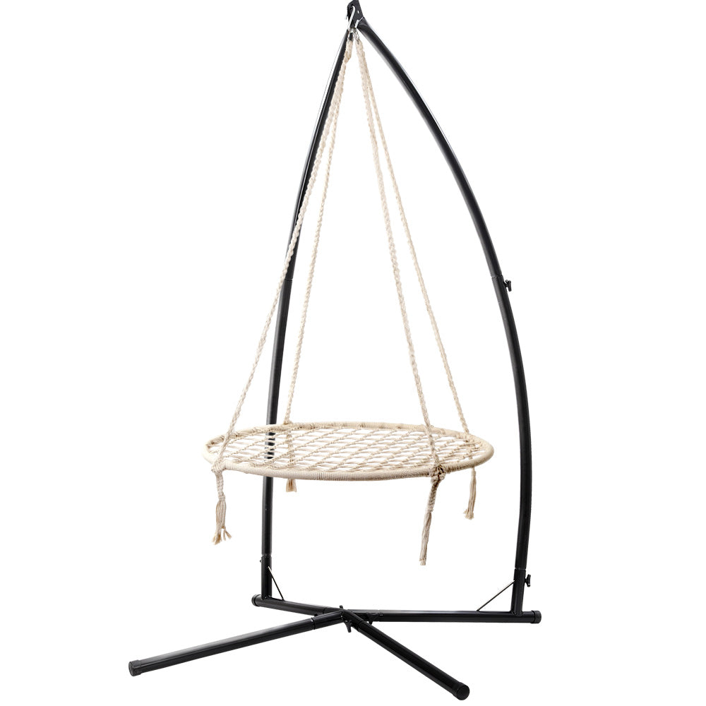 Keezi Kids Outdoor Nest Spider Web Swing Hammock Chair with Steel Stand 100cm Keezi