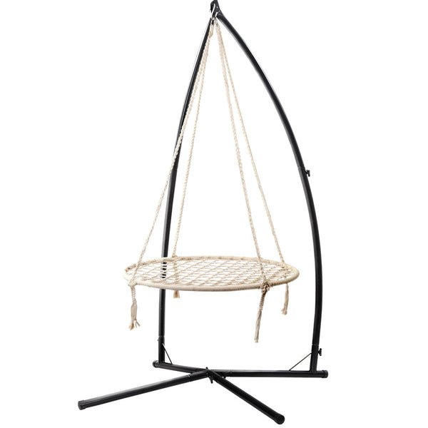 Keezi Kids Outdoor Nest Spider Web Swing Hammock Chair with Steel Stand 100cm Keezi