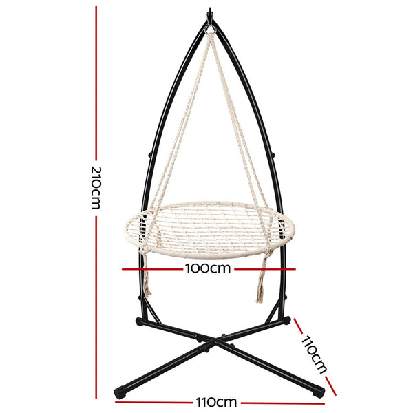 Keezi Kids Outdoor Nest Spider Web Swing Hammock Chair with Steel Stand 100cm Keezi