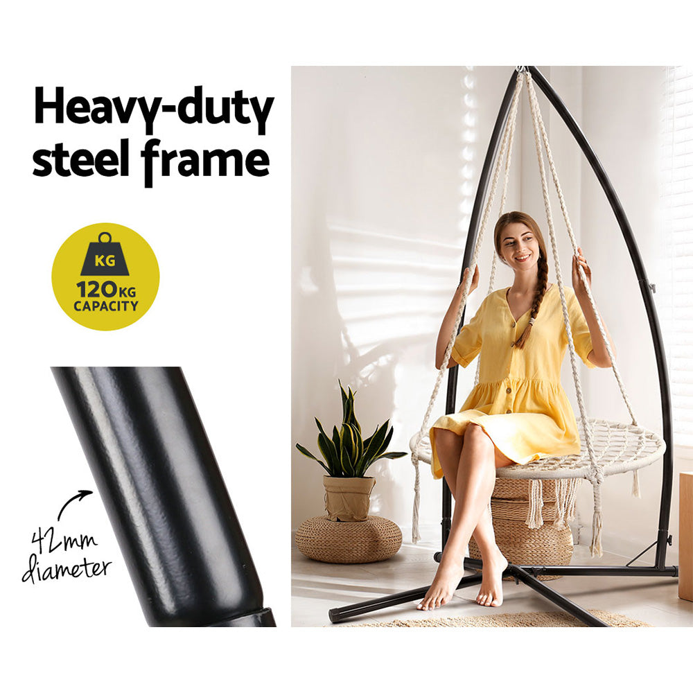 Keezi Kids Outdoor Nest Spider Web Swing Hammock Chair with Steel Stand 100cm Keezi