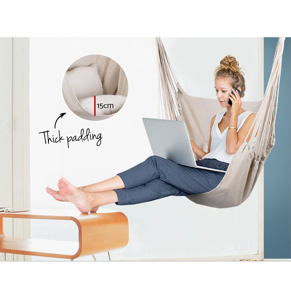 Gardeon Hammock Swing Chair - Cream freeshipping - Awezingly