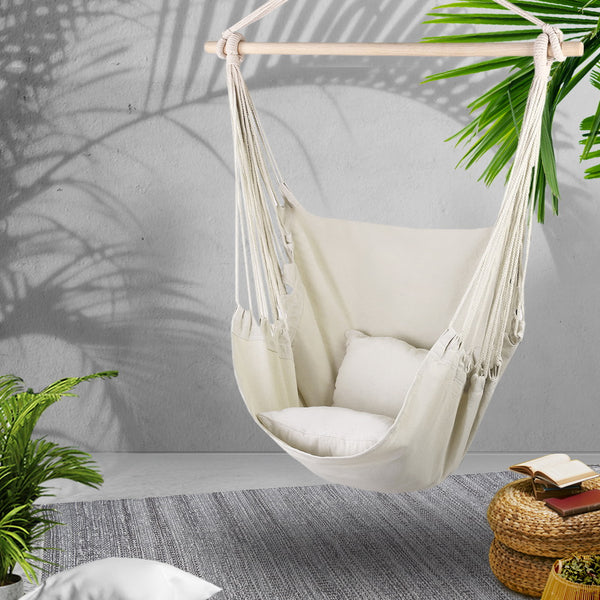 Gardeon Hammock Swing Chair - Cream freeshipping - Awezingly