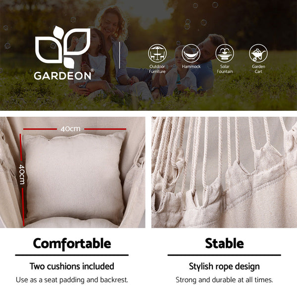 Gardeon Outdoor Hammock Chair with Steel Stand Hanging Hammock with Pillow Cream Gardeon