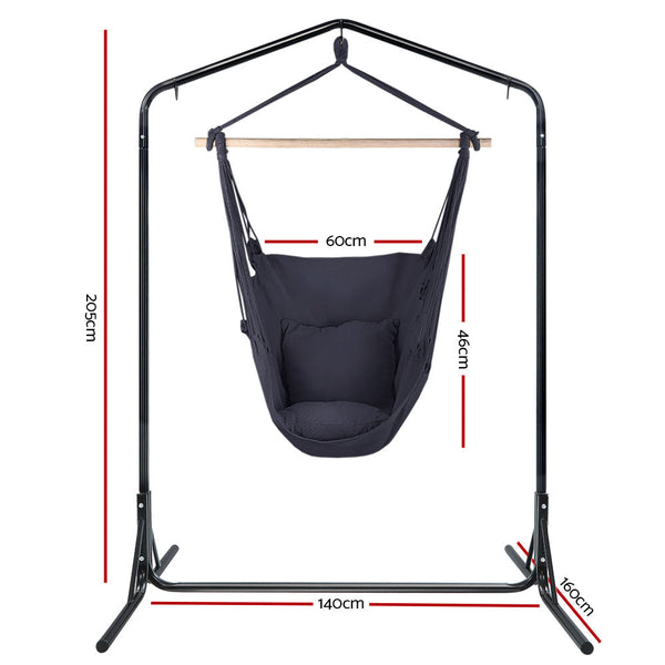 Gardeon Outdoor Hammock Chair with Stand Swing Hanging Hammock with Pillow Grey Gardeon