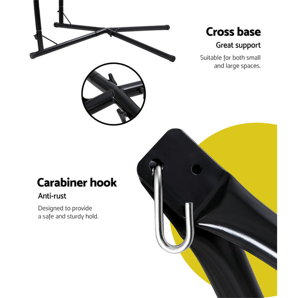 Gardeon Outdoor Hammock Chair with Steel Stand Hanging Hammock with Pillow Grey Gardeon