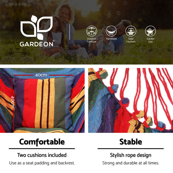 Gardeon Outdoor Hammock Chair with Steel Stand Hanging Hammock Pillow Rainbow Gardeon