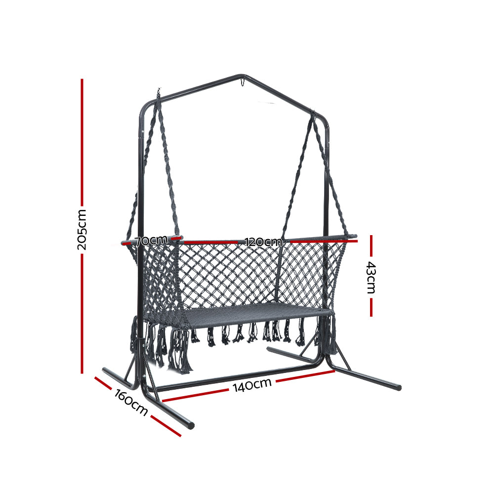 Gardeon Outdoor Swing Hammock Chair with Stand Frame 2 Seater Bench Furniture freeshipping - Awezingly