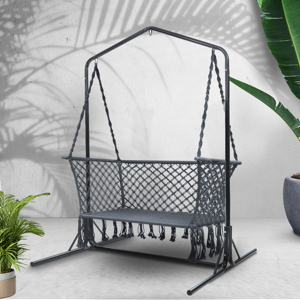 Gardeon Outdoor Swing Hammock Chair with Stand Frame 2 Seater Bench Furniture freeshipping - Awezingly