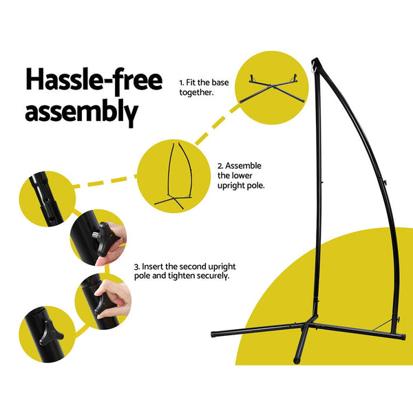 Gardeon Outdoor Hammock Chair with Steel Stand Cotton Swing Hanging 124CM Cream Gardeon