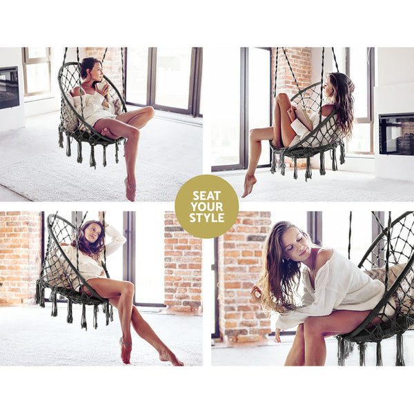 Gardeon Hammock Swing Chair - Grey Gardeon