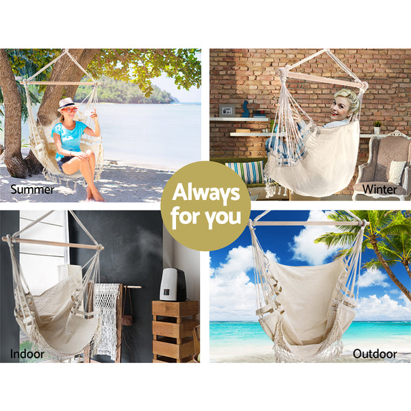 Gardeon Hammock Swing Chair - Cream freeshipping - Awezingly