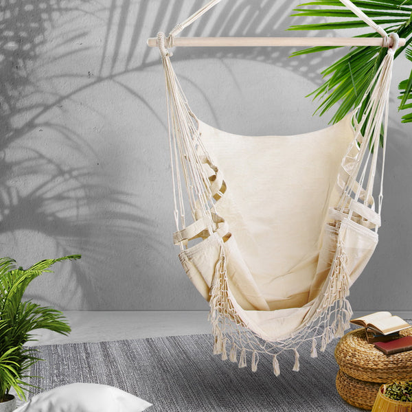 Gardeon Hammock Swing Chair - Cream freeshipping - Awezingly