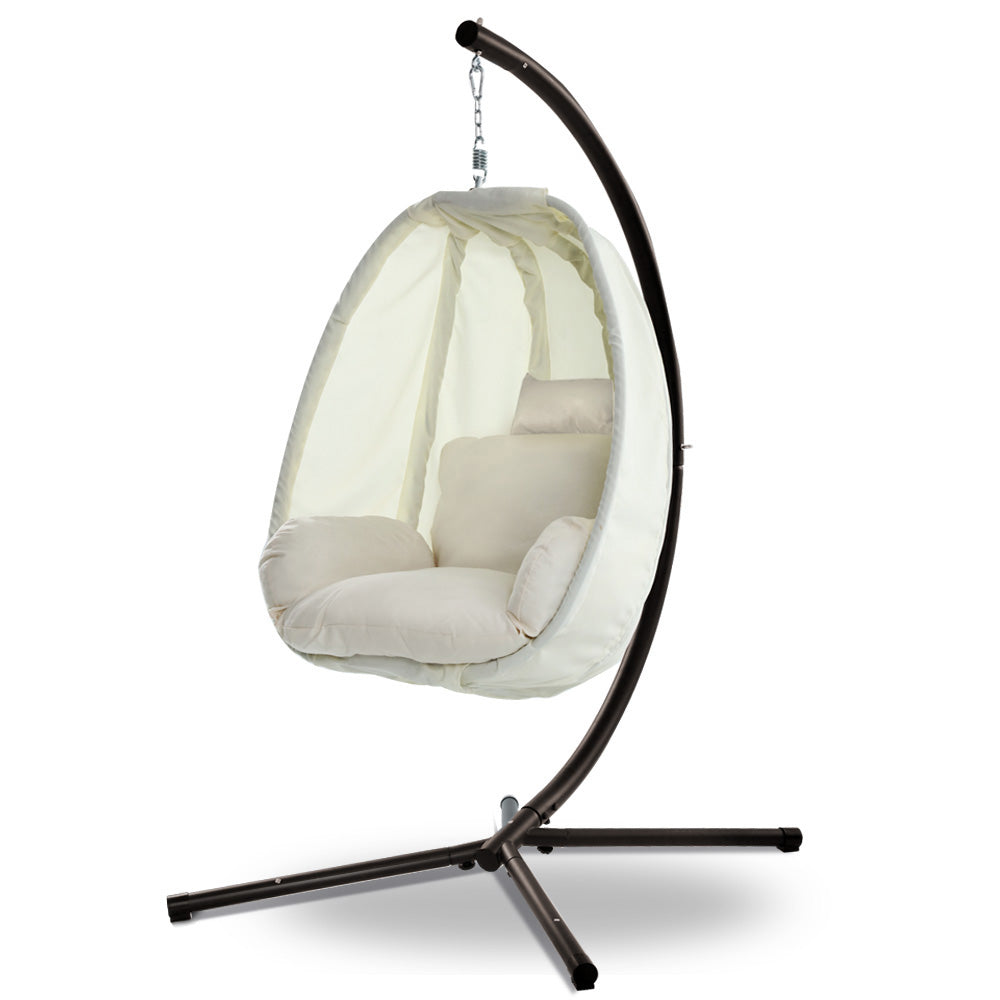 Gardeon Outdoor Furniture Egg Hammock Porch Hanging Pod Swing Chair with Stand freeshipping - Awezingly