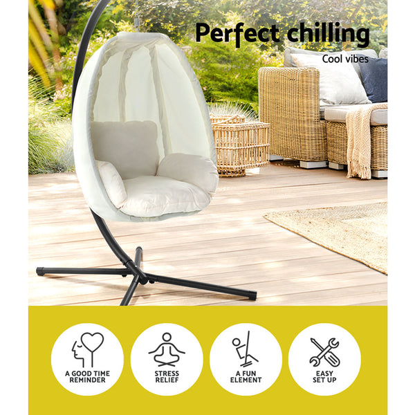 Gardeon Outdoor Furniture Egg Hammock Porch Hanging Pod Swing Chair with Stand freeshipping - Awezingly