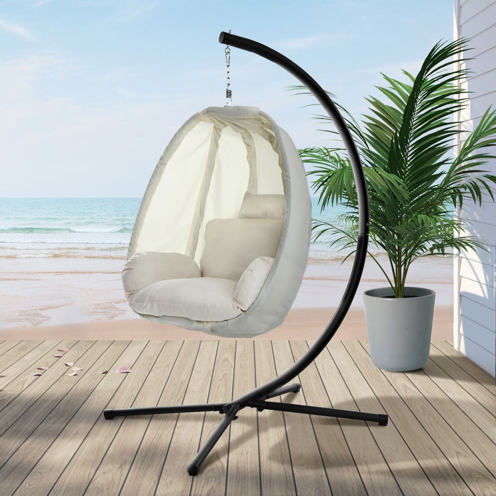 Gardeon Outdoor Furniture Egg Hammock Porch Hanging Pod Swing Chair with Stand freeshipping - Awezingly