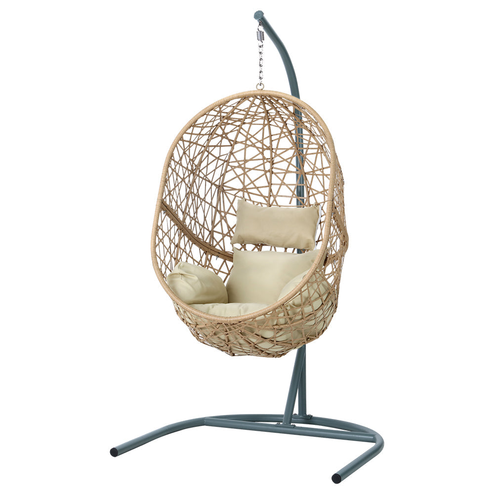 Gardeon Swing Chair Egg Hammock With Stand Outdoor Furniture Wicker Seat Yellow Gardeon