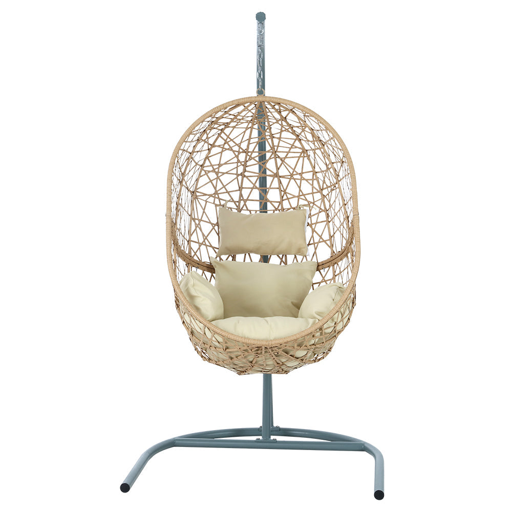 Gardeon Swing Chair Egg Hammock With Stand Outdoor Furniture Wicker Seat Yellow Gardeon