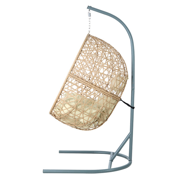 Gardeon Swing Chair Egg Hammock With Stand Outdoor Furniture Wicker Seat Yellow Gardeon