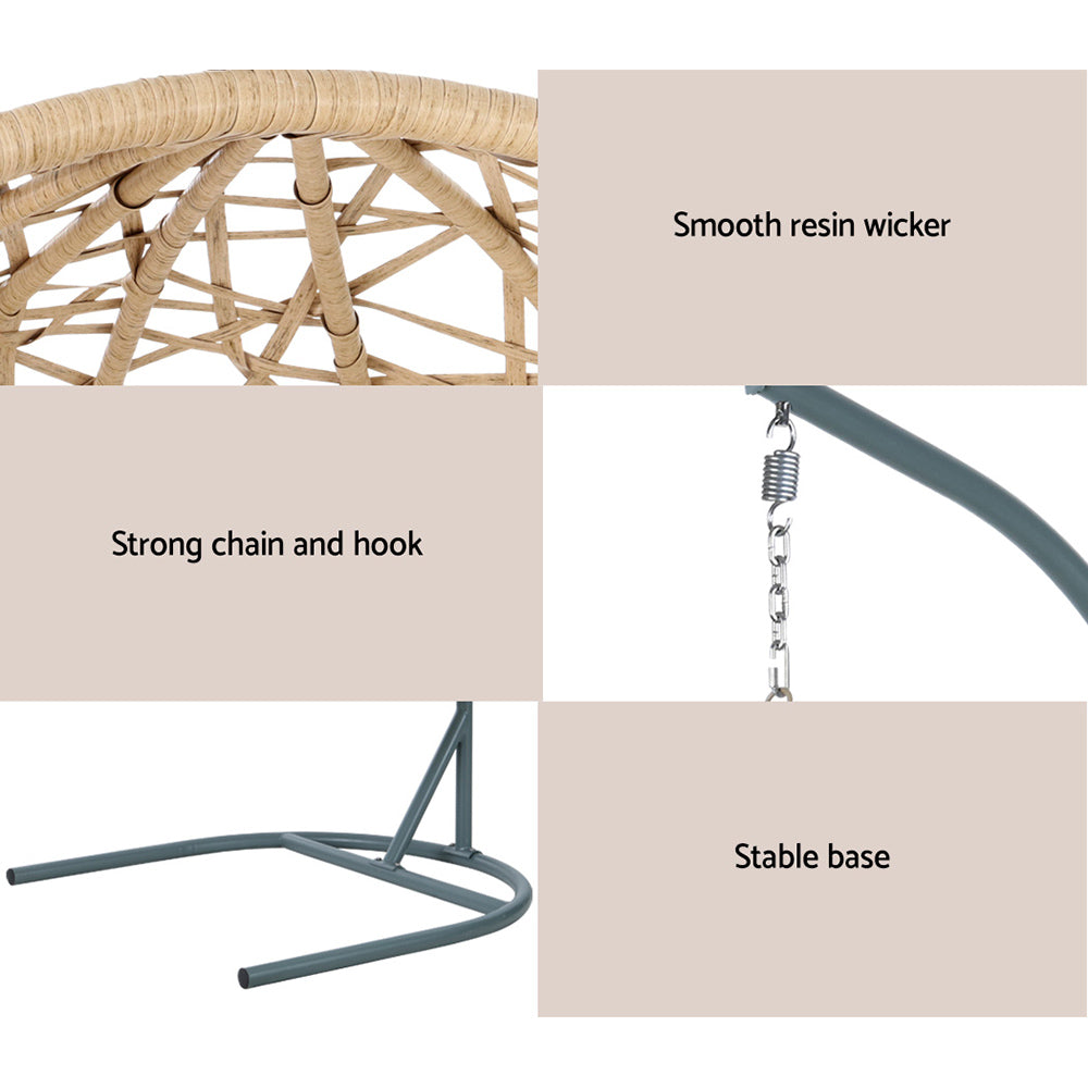 Gardeon Swing Chair Egg Hammock With Stand Outdoor Furniture Wicker Seat Yellow Gardeon