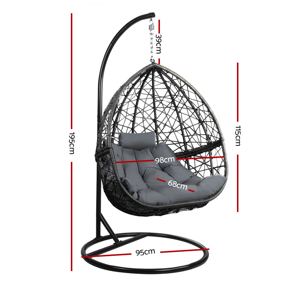 Gardeon Outdoor Hanging Swing Chair - Black Gardeon