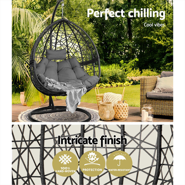 Gardeon Outdoor Hanging Swing Chair - Black Gardeon