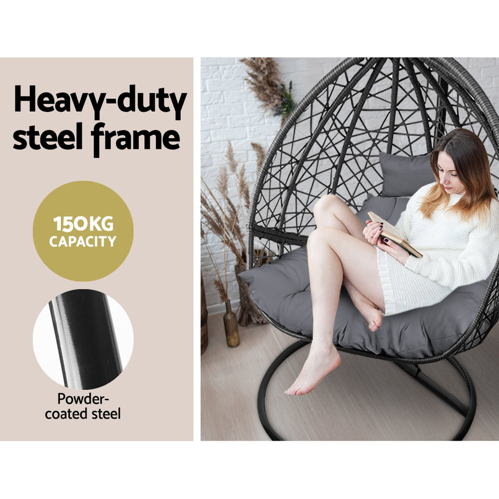 Gardeon Outdoor Hanging Swing Chair - Black Gardeon