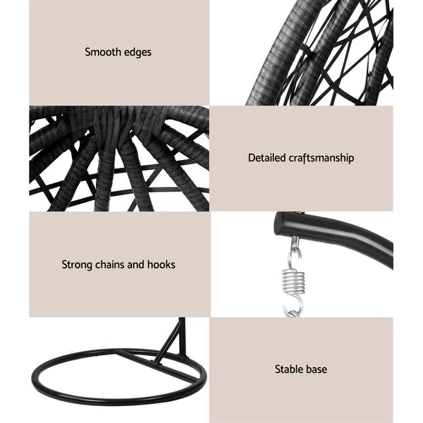 Gardeon Outdoor Hanging Swing Chair - Black Gardeon