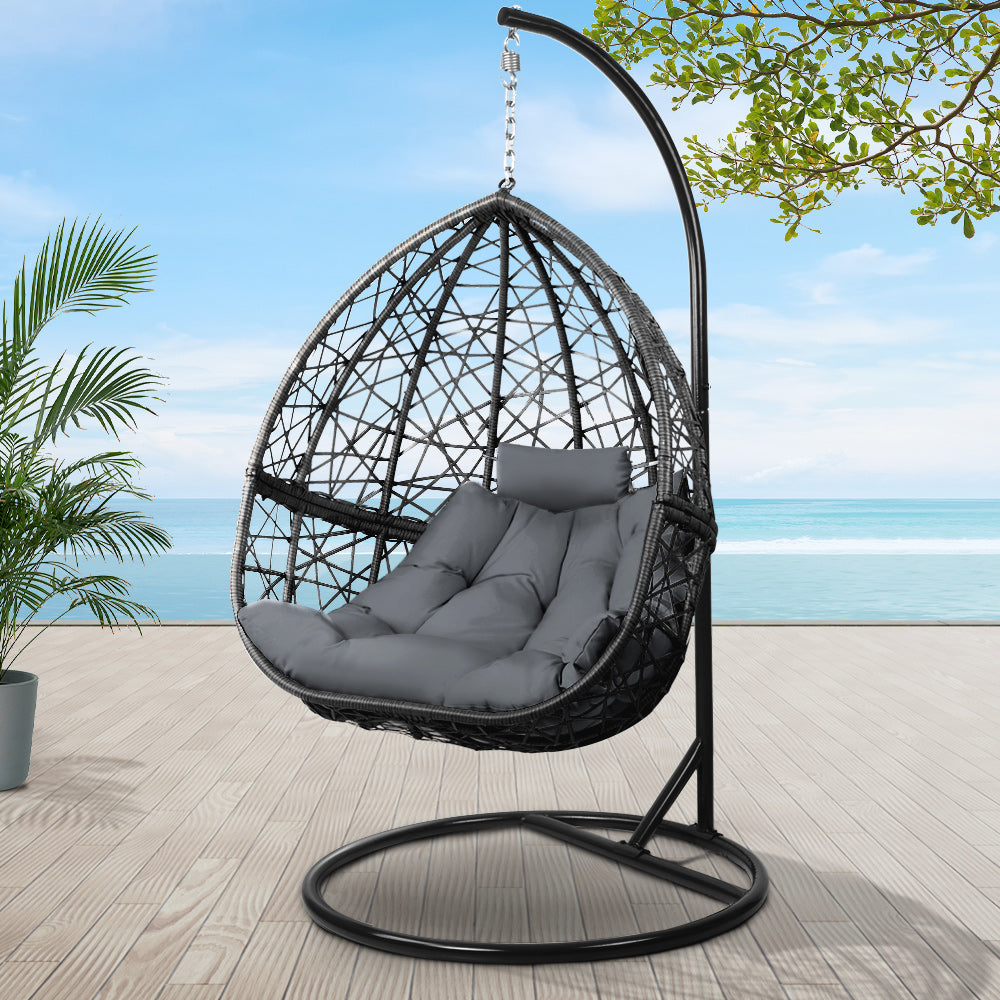 Gardeon Outdoor Hanging Swing Chair - Black Gardeon
