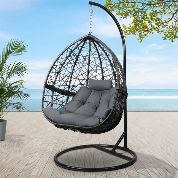 Gardeon Outdoor Hanging Swing Chair - Black Gardeon
