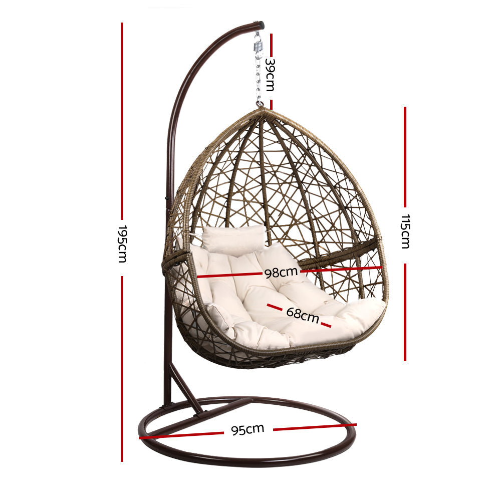 Gardeon Outdoor Hanging Swing Chair - Brown Gardeon