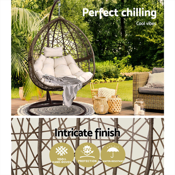 Gardeon Outdoor Hanging Swing Chair - Brown Gardeon