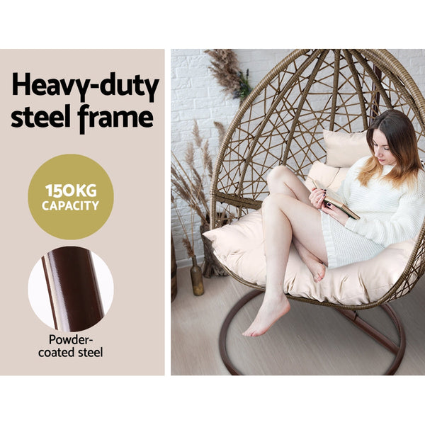 Gardeon Outdoor Hanging Swing Chair - Brown Gardeon